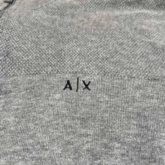 Armani Exchange Men's 1/4 Zip Textured Sweater Gray Textured Size Medium - Picture 3 of 8